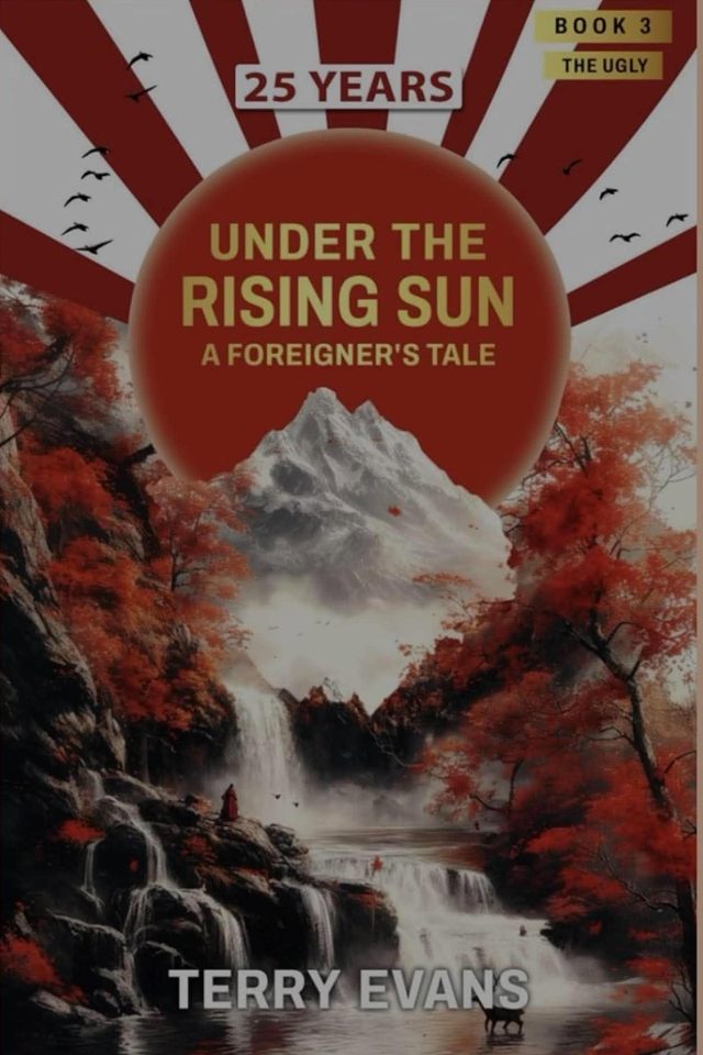 Cover of Book 3, The Ugly: waterfalls and red autumn trees